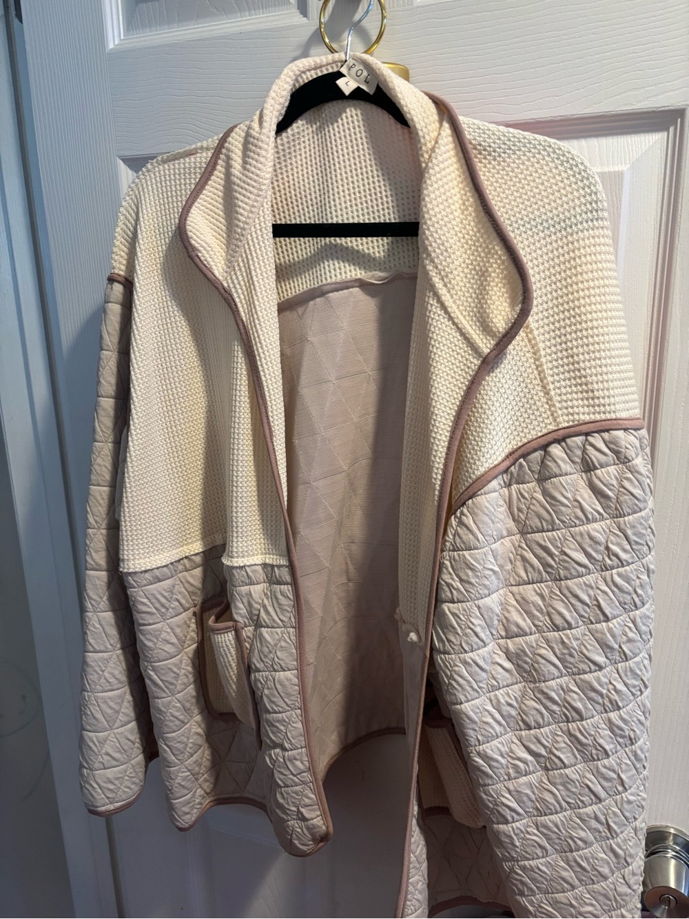 POL contrast mixed-media jacket
